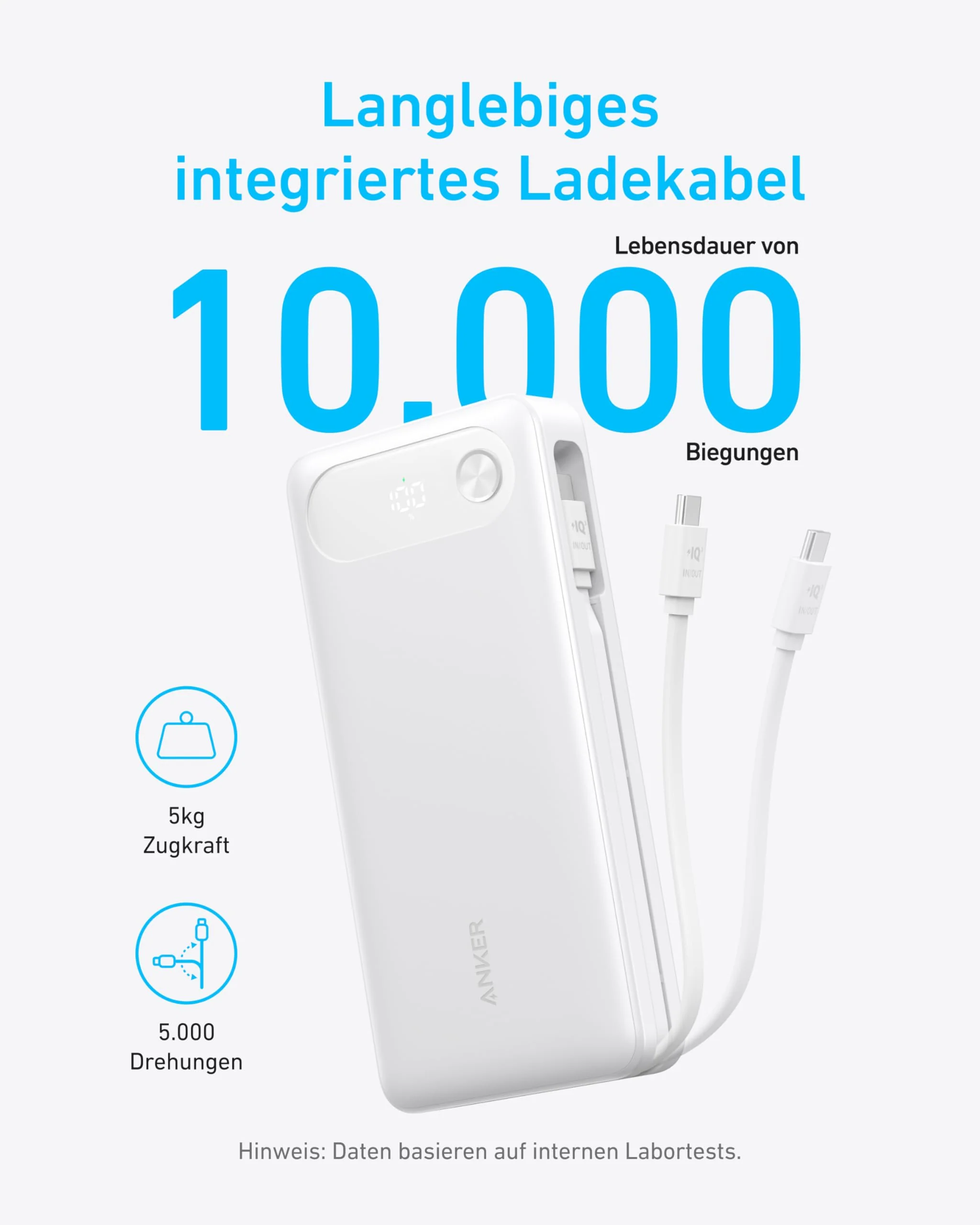 Anker Powerbank (20K, 87W, Integriertes USB-C Kabel) - Image 9