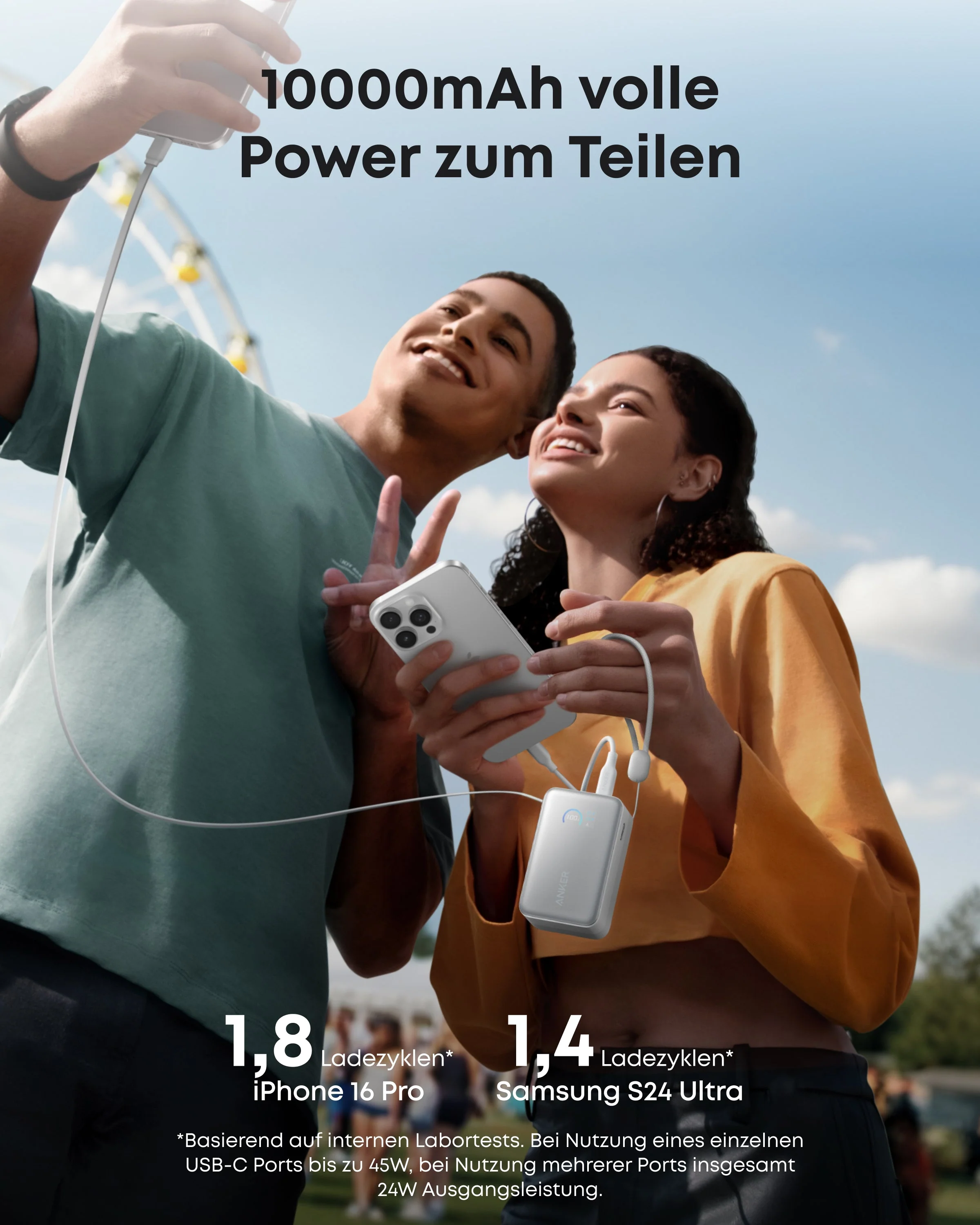 Anker Nano Powerbank (10K, 45W, Integriertes einziehbares USB-C Kabel) - Image 6