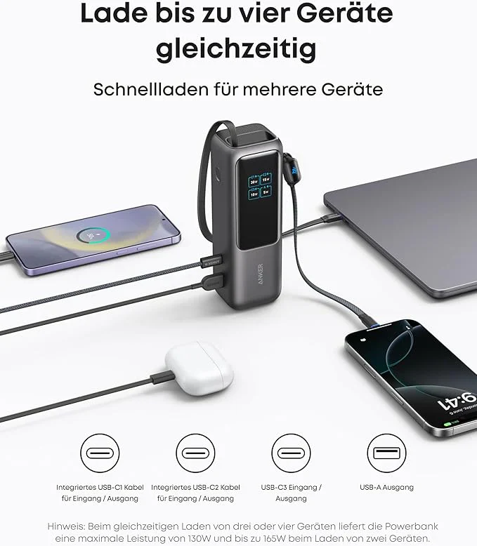 Anker Powerbank (25K, 165W, Integriertes + einziehbares Kabel) - Image 10