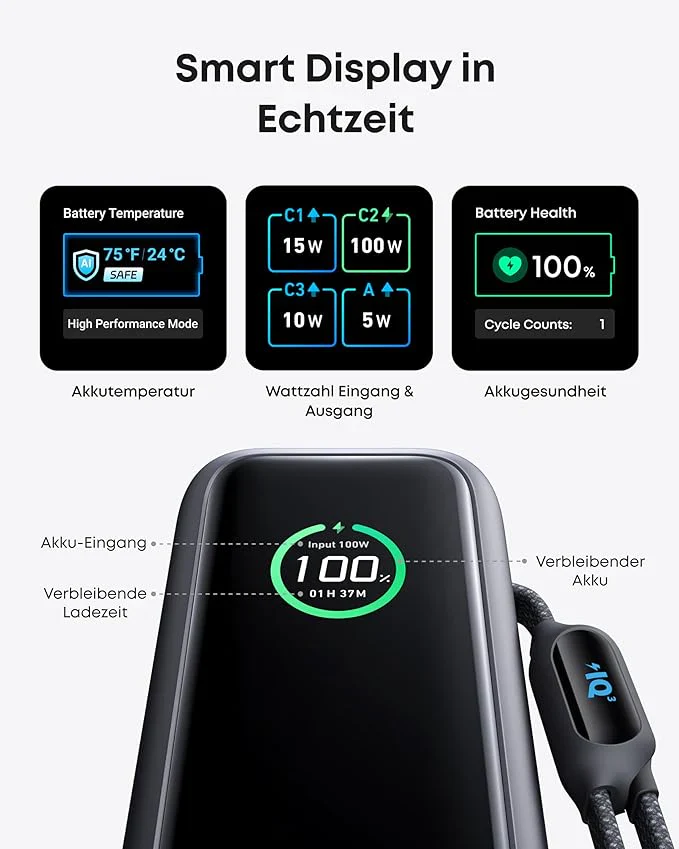 Anker Powerbank (25K, 165W, Integriertes + einziehbares Kabel) - Image 11