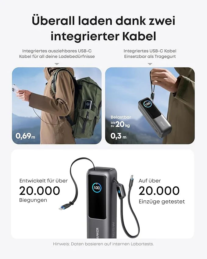 Anker Powerbank (25K, 165W, Integriertes + einziehbares Kabel) - Image 8