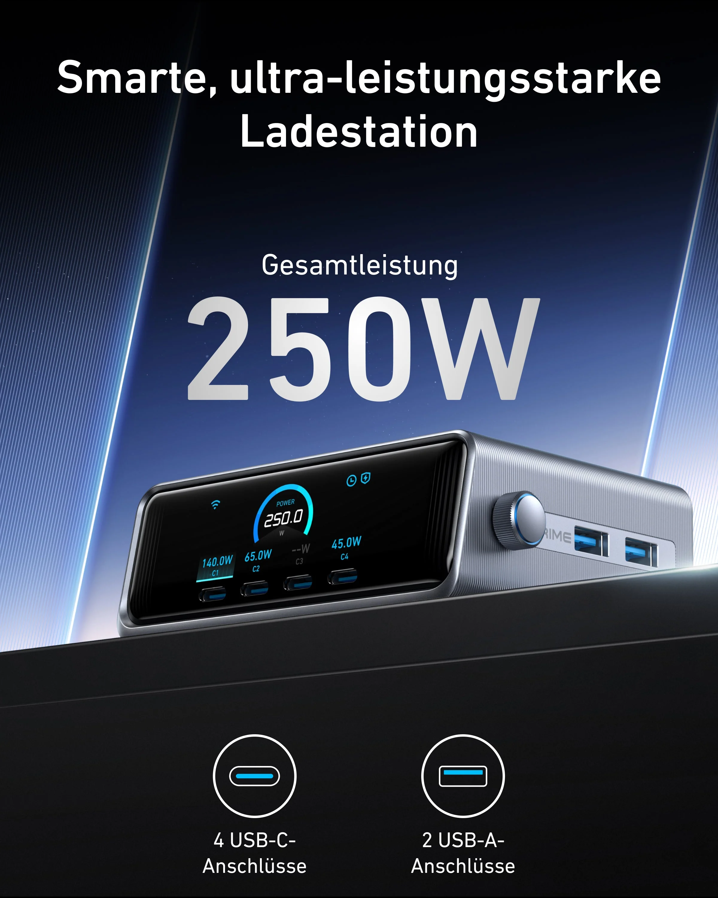 Anker Prime Ladegerät (250W, 6 Ports, GaNPrime) - Image 2