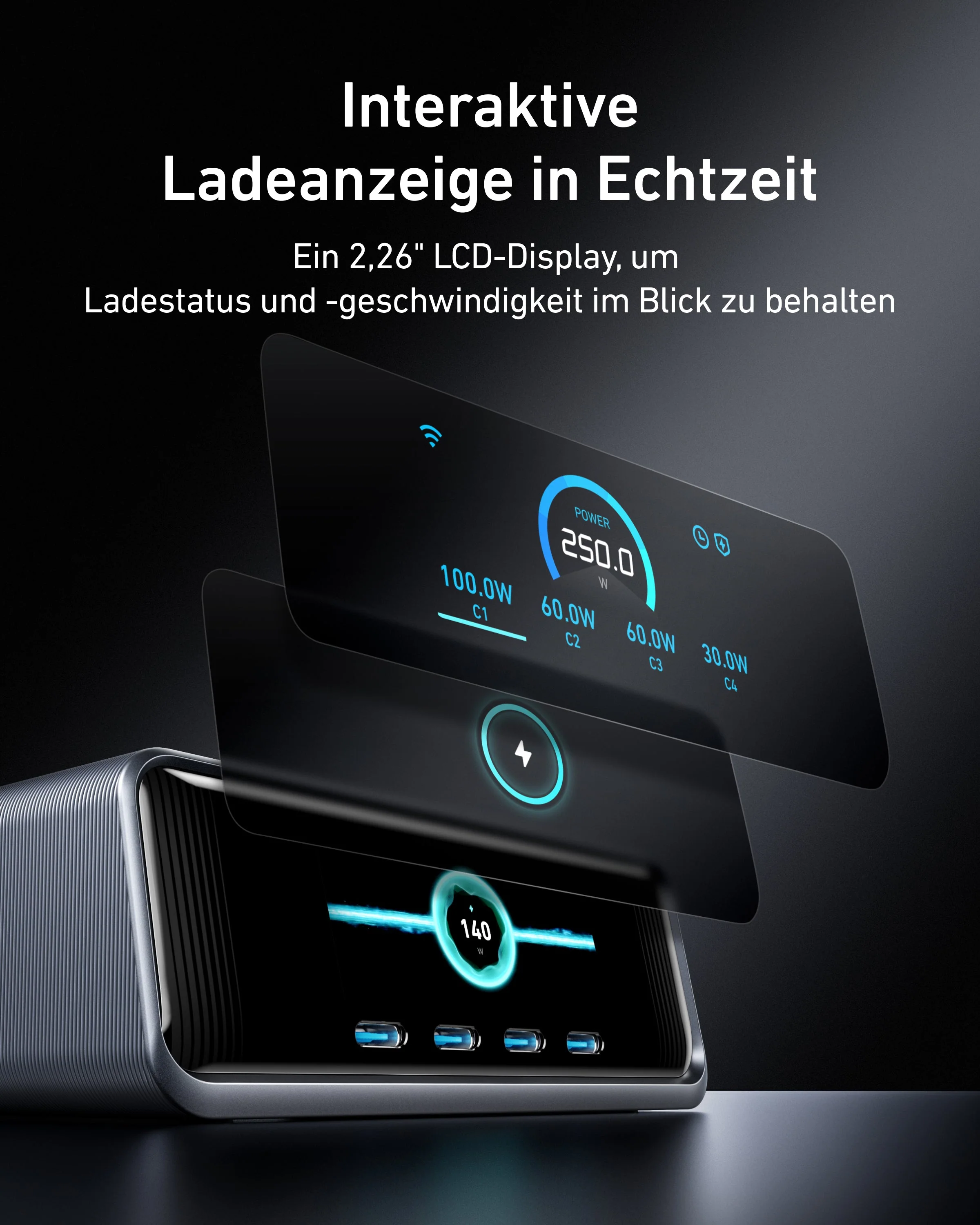 Anker Prime Ladegerät (250W, 6 Ports, GaNPrime) - Image 4