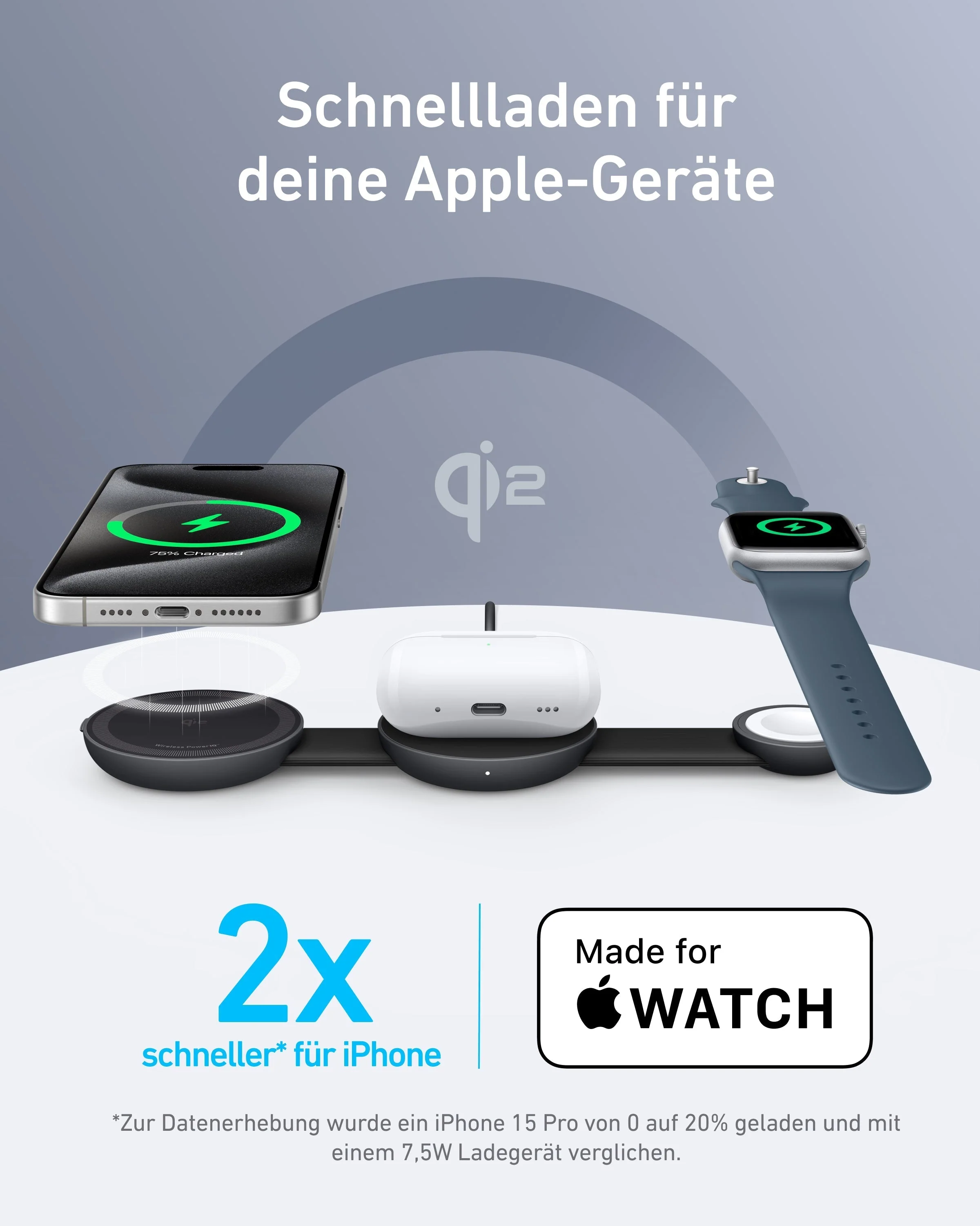 Anker MagGo kabellose Ladestation (3-in-1, Faltbares Ladepad) - Image 2